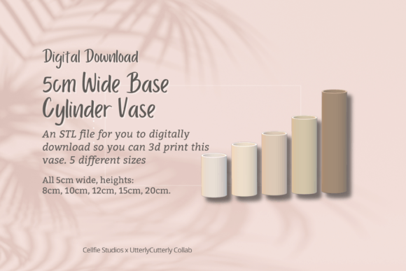 5cm Wide Base Cylinder Vase STL File: Modern 3D Printable Home Decor
