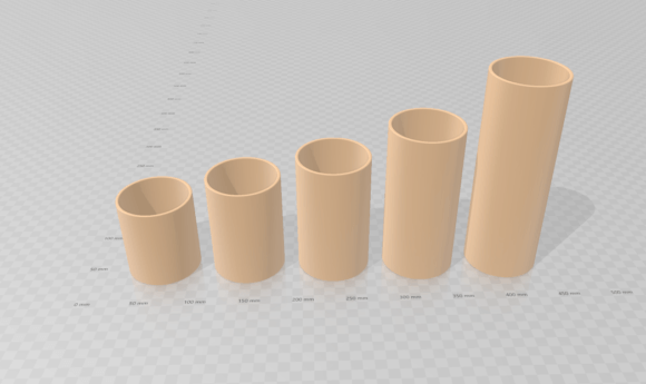 7cm Wide Base Cylinder Vase STL File: 5 Sizes for 3D Printing