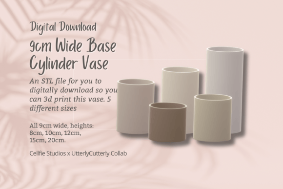 9cm Wide Base, Cylinder Vase STL File: A Modern Design Asset