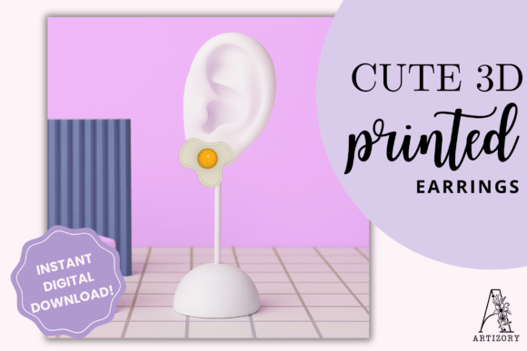 Adorable Fried Egg Earring STL Files for 3D Printing