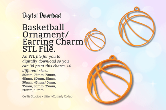 Basketball Earring Charm STL File - Digi
