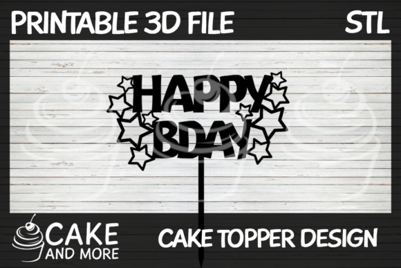 Celebrate with Style: Modern Happy Bday Cake Topper Design