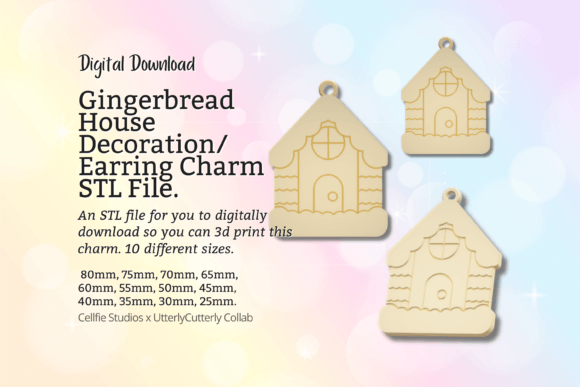 Christmas Gingerbread House Earring Char: A Festive 3D Print File