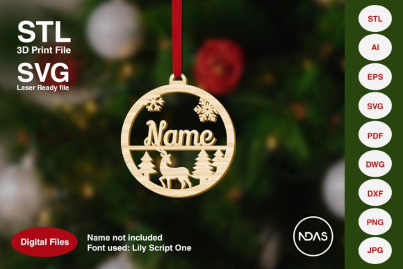 Custom Name Christmas Decor with Deer: Personalized Holiday Ornaments