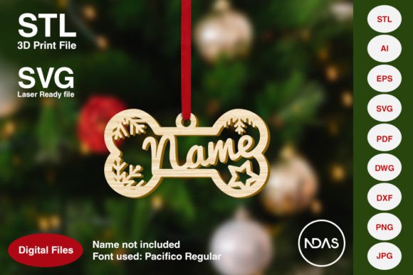 Festive Dog Bone Christmas Ornament Design Files
