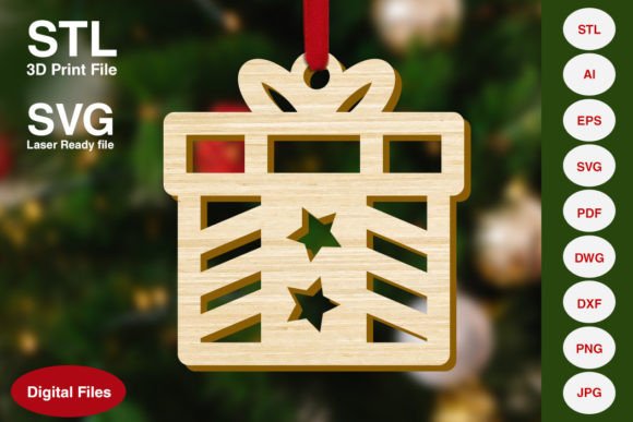 Gift Box Christmas Tree Decoration: A Festive Laser Cut Design