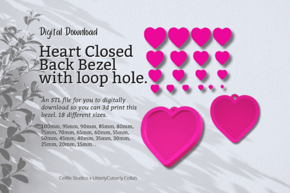Heart 1 Closed Back Bezel STL File for Resin Crafts