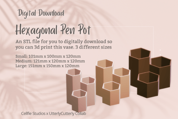 Hexagonal Pen Pot 1 STL File: Modern 3D Print Design