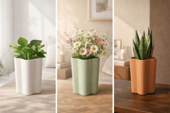 Modern Wavy Edge Vase: A Clean, Contemporary Decor Object