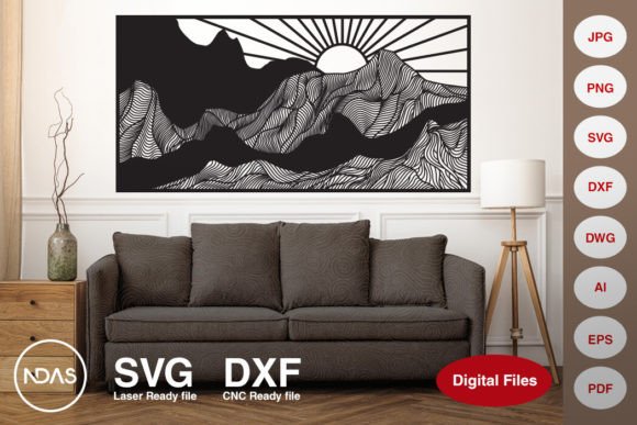 Mountain Range Wall Decoration: A Versatile Laser Cut Design