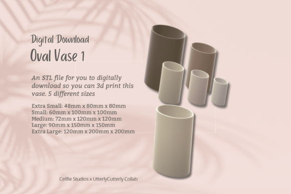 Oval 1 Vase STL File - Digital Download