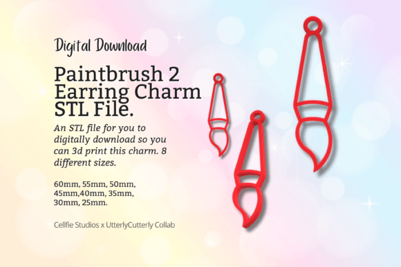 Paintbrush Earring 2 Charm STL File - Di