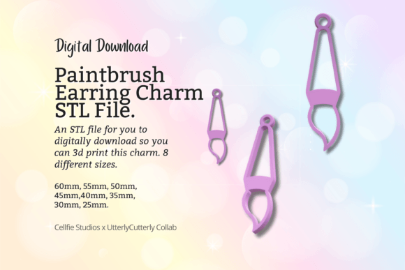 Paintbrush Earring Charm STL File - Digi