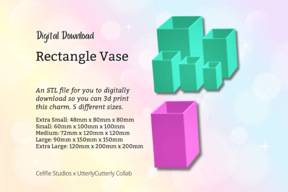 Rectangle 1 Vase STL File: Modern Digital Download