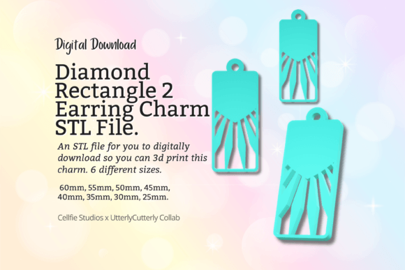 Rectangle Diamond 2 Earring Charm STL Fi: A Modern Craft Asset