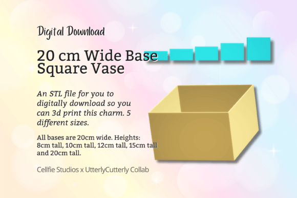 Sleek Minimalist Design: Your 20cm Wide Base Square Vase STL File