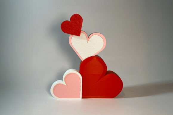 Stacked Heart Shelf Sitter: Modern Valentine Décor STL